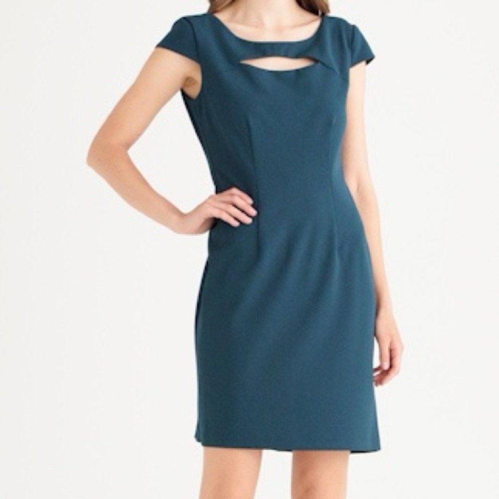 Vintage Betsey Johnson Y2K Jersey Stretch Key Hole Cut Out Teal Dress  Size S